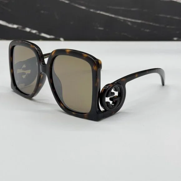 NEW GG1326S 007 GUCCI SUNGLASSES OVERSIZED DARK HAVANA WOMEN EYEWEAR GUCCI - Picture 7 of 12